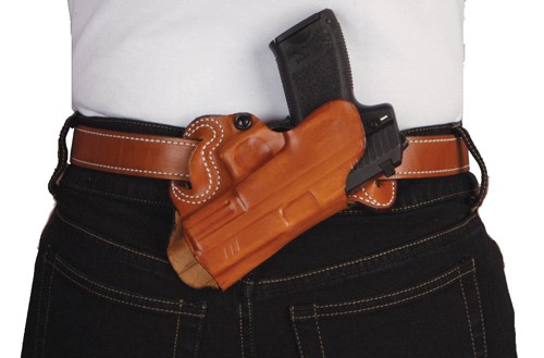 DESANTIS SMALL OF BACK HOLSTER – RH OWB LTHR FOR GLOCK 17/19 TN