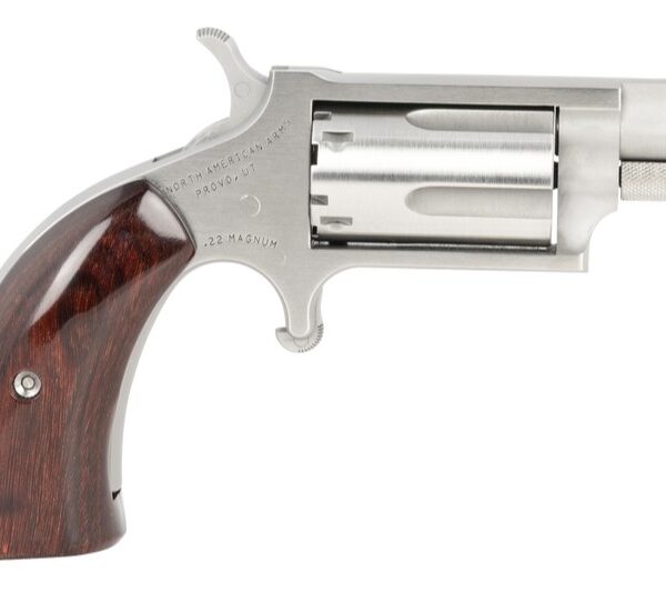 NAA Mini .22 WMR SA Revolver 1.125in Stainless Wood Boot Grip 5rd