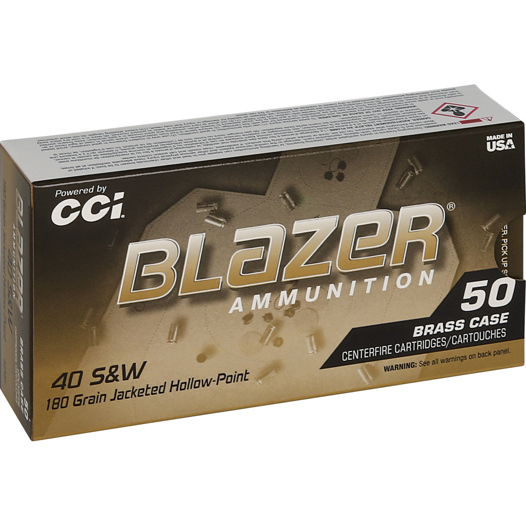 CCI Blazer Brass HP Pistol Ammo 40 S&W 180 gr. JHP 50 rd. - Image 2