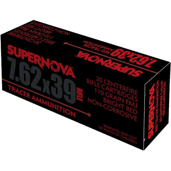 Supernova Tracer Rifle Ammunition  7.62×39 110 gr. FMJ Red Tracer 20 rd.