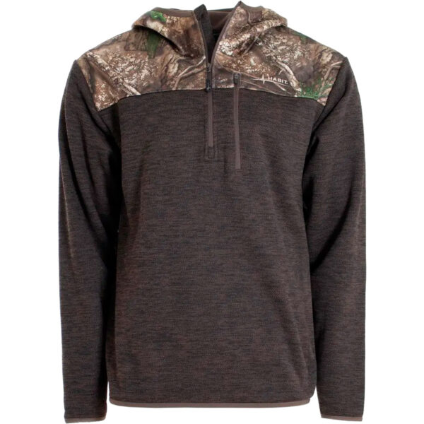 Habit Men’s 1/4 Zip Hooded Fleece Pullover M-Realtree APX / Turkish Coffee