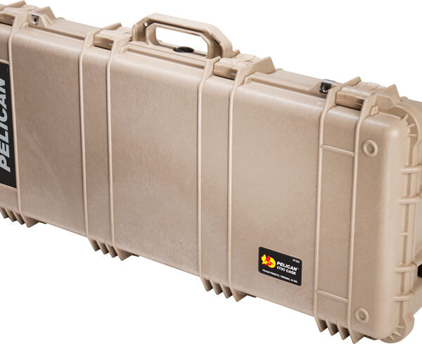PELICAN 1700 CASE W/ WHEELS – 3 PC FOAM FITS 34″ GUNS TAN