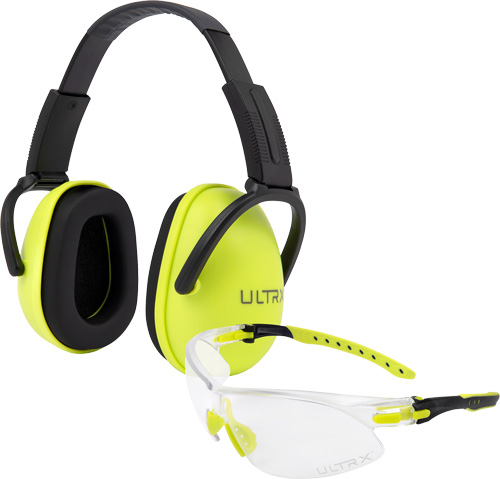 ULTRX BLOCKER EAR & EYE COMBO – YOUTH LIME MUFF/CLEAR EYES