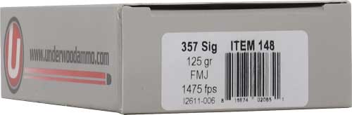 UNDERWOOD 357 SIG 125GR FMJ FN – 50RD 10BX/CS