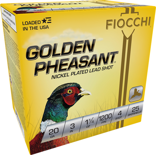 FIOCCHI GOLDEN PHEASANT 20GA – 3″ 1-1/4OZ #4 25RD 10BX/CS