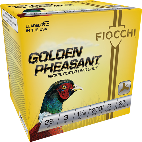 FIOCCHI GOLDEN PHEASANT 28GA – 3″ 1-1/16OZ #6 25RD 10BX/CS