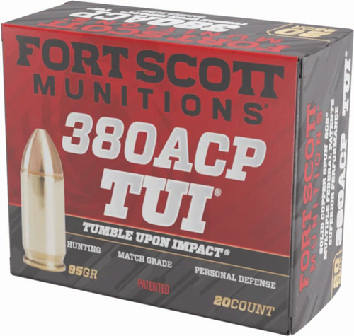 FORT SCOTT 380 ACP 95GR TUI – SOLID COPPER 20RD 25BX/CS