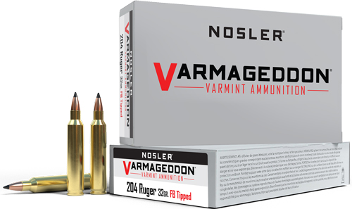 NOSLER VARMAGEDDON 204 RUGER – 32GR FBT 20RD 20BX/CS