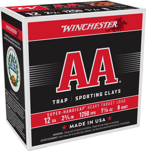WINCHESTER AA 12GA 2.75″ – 1-1/8OZ #8 1250FPS 250RD CASE