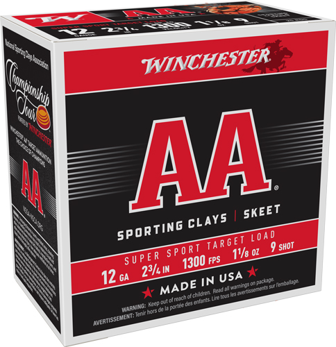 WINCHESTER AA 12GA 2.75″ – 1-1/8OZ #9 1300FPS 250RD CASE
