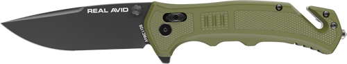 REAL AVID RAV-4 KNIFE ASSISTED – FOLDING 3.25″ BLD GREEN NYLON