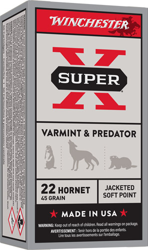 WINCHESTER SUPER-X 22 HORNET – 45GR JSP 50RD 10BX/CS