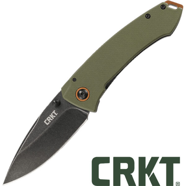 Tuna 3.22in Drop Point Black Plain Edge Olive Drab Green Handle