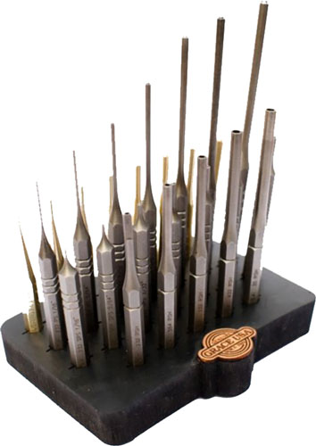GRACE USA STEEL/BRASS ROLL PIN – PUNCH SET W/BENCH BLOCK 27PC