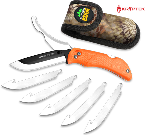 OUTDOOR EDGE RAZOR PRO 3.5″ – BLADE/ 3.1″ GUT BLADE ORG HNDL
