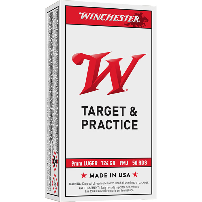 USA White Box 9MM Luger 124 Grain Full Metal Jacket Box of 50