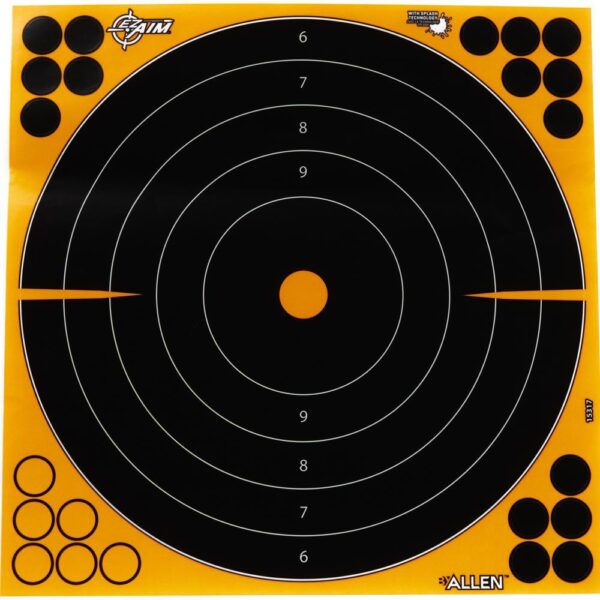 Allen EZ Aim Adhesive Splash Bullseye Target 12″ Black and Yellow 25 Pack