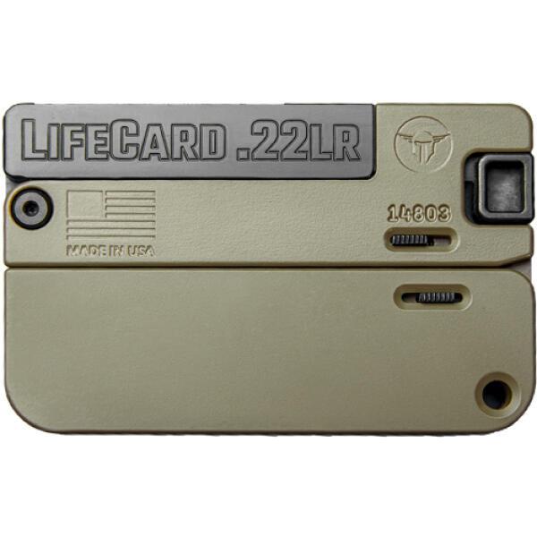 LifeCard .22 LR Folding Single-Shot Pistol — Noveske Bazooka Green, Credit Card Profile