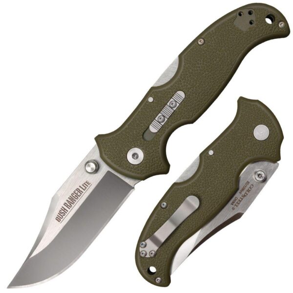Cold Steel Bush Ranger Lite Rocker Lock Knife  – 3-1/2″ Satin Blade OD Green GFN