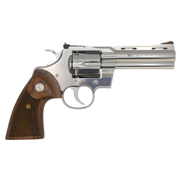 Colt Python Handgun .357 Mag 6rd Capacity 5″ Barrel Stainless Finish Walnut Target Wood Grips CA Compliant