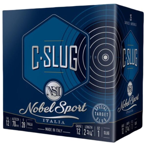 Nobel Sport C-Slug Shotshell 12ga 2-3/4″ 1oz 1378 fps Slug 25/ct