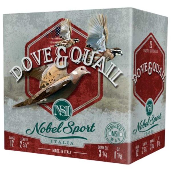 Nobel Sport Dove & Quail Shotshells 12 ga 2-3/4″ 1-1/8 oz 1255 fps #6 25/ct