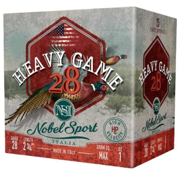 Nobel Sport Heavy Game 28 Shotshells 28 ga 2-3/4″ 1 oz 1205 fps #7.5 25/ct
