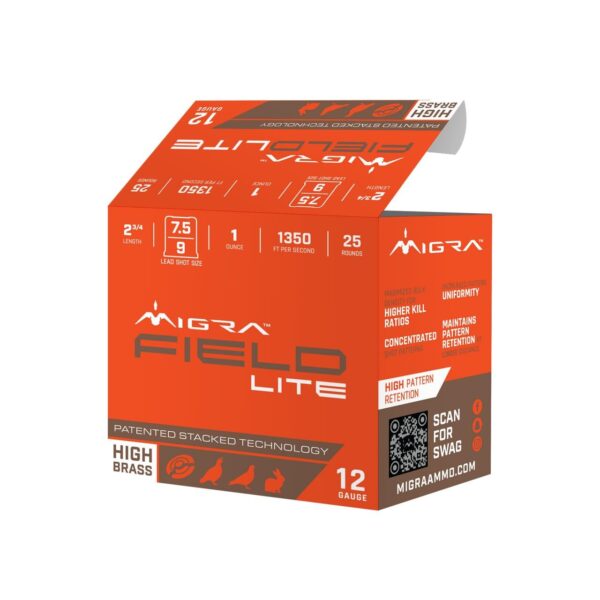 Migra Field Lite Stacked Shotshells 12ga 2-3/4″ 1oz 1300 fps #7.5 & #9 25/ct