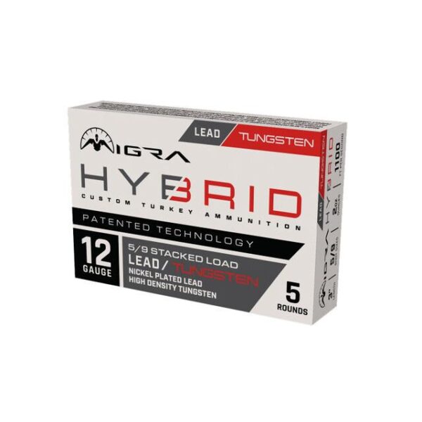 Migra Hybrid Turkey HD Tungsten/Nickel Plated Lead Stack Shotshells 12ga 3″ 2oz 1100 fps #5 & #9 5/ct