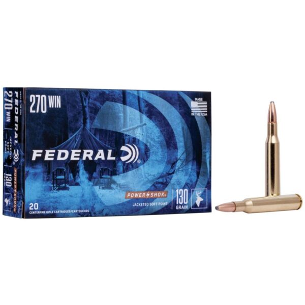 Federal Power-Shok Rifle Ammunition .270 Win 130 gr RNSP 3060 fps – 20/ct