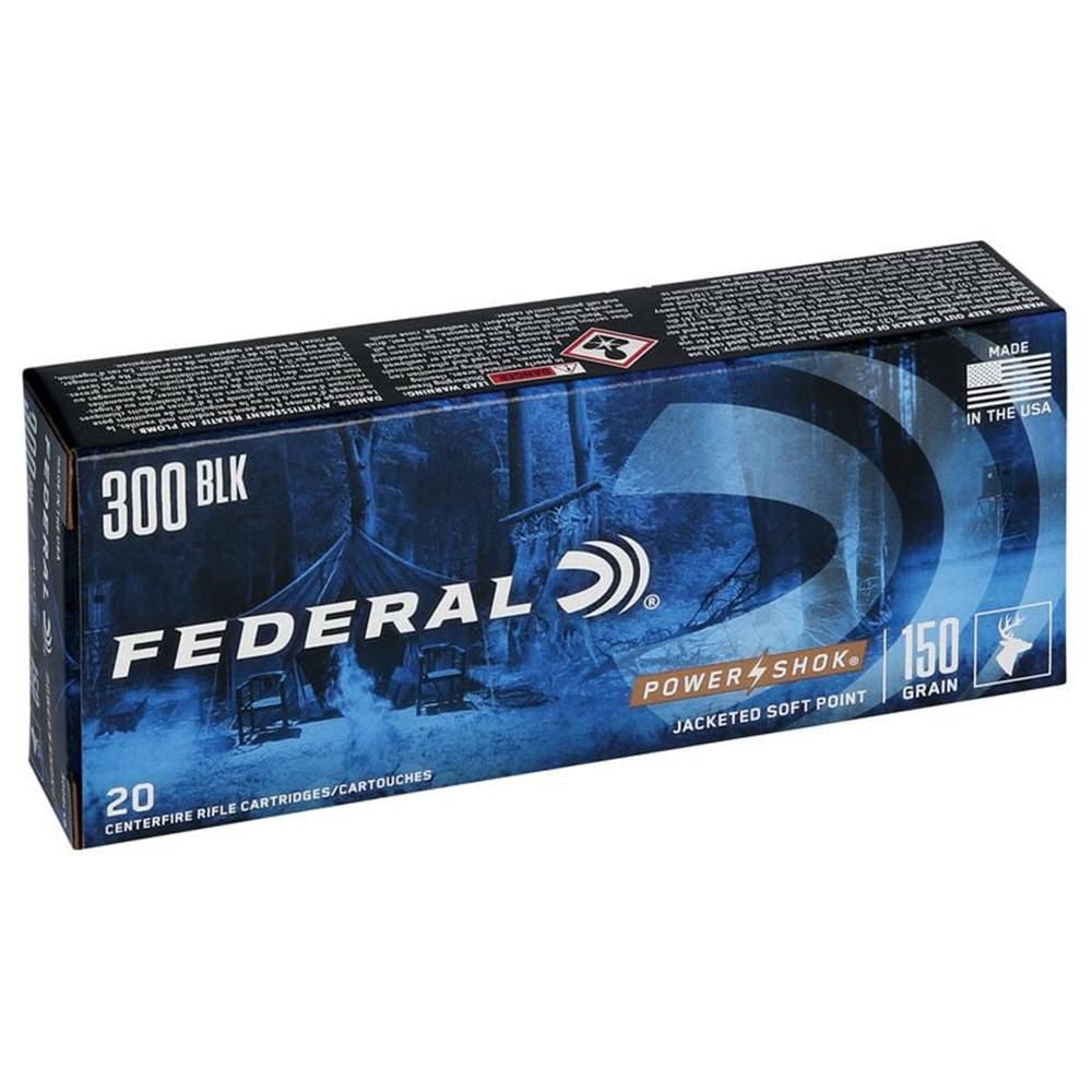 Federal Power-Shok Rifle Ammunition .300 AAC Blackout 150 gr SP 1900 fps 20/ct