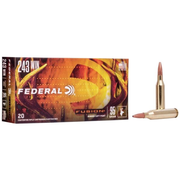 Federal Fusion Rifle Ammunition .243 Win 95 gr BTSP 2980 fps – 20/ct