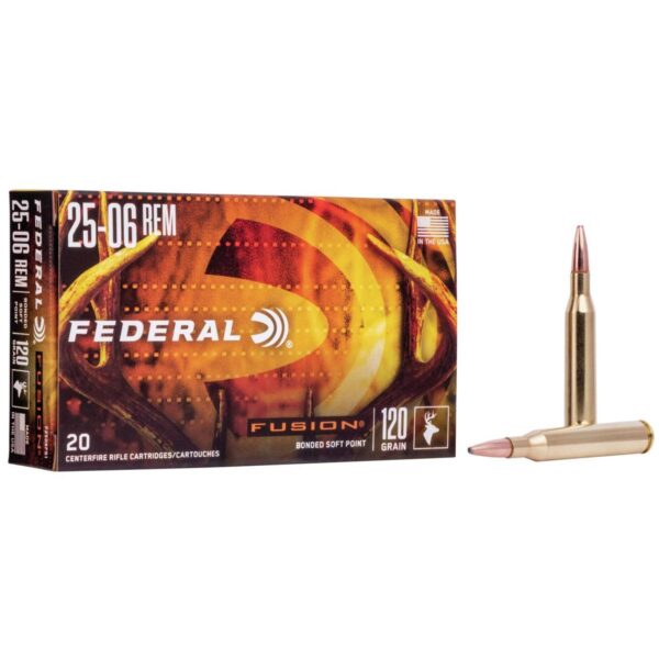 Federal Fusion Rifle Ammunition .25-06 Rem 120 gr BTSP 2980 fps – 20/ct