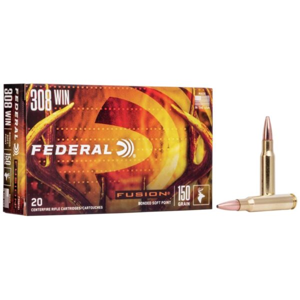 Federal Fusion Rifle Ammunition .308 Win 150 gr BTSP 2390 fps – 20/ct