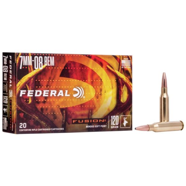Federal Fusion Rifle Ammunition 7mm-08 Rem 120 gr BTSP 3000 fps – 20/ct