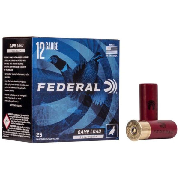 Federal Game-Shok Upland Game Hi Brass Load Shotshells 12ga 2-3/4″ 1-1/4 oz 1330 fps #4 25/ct
