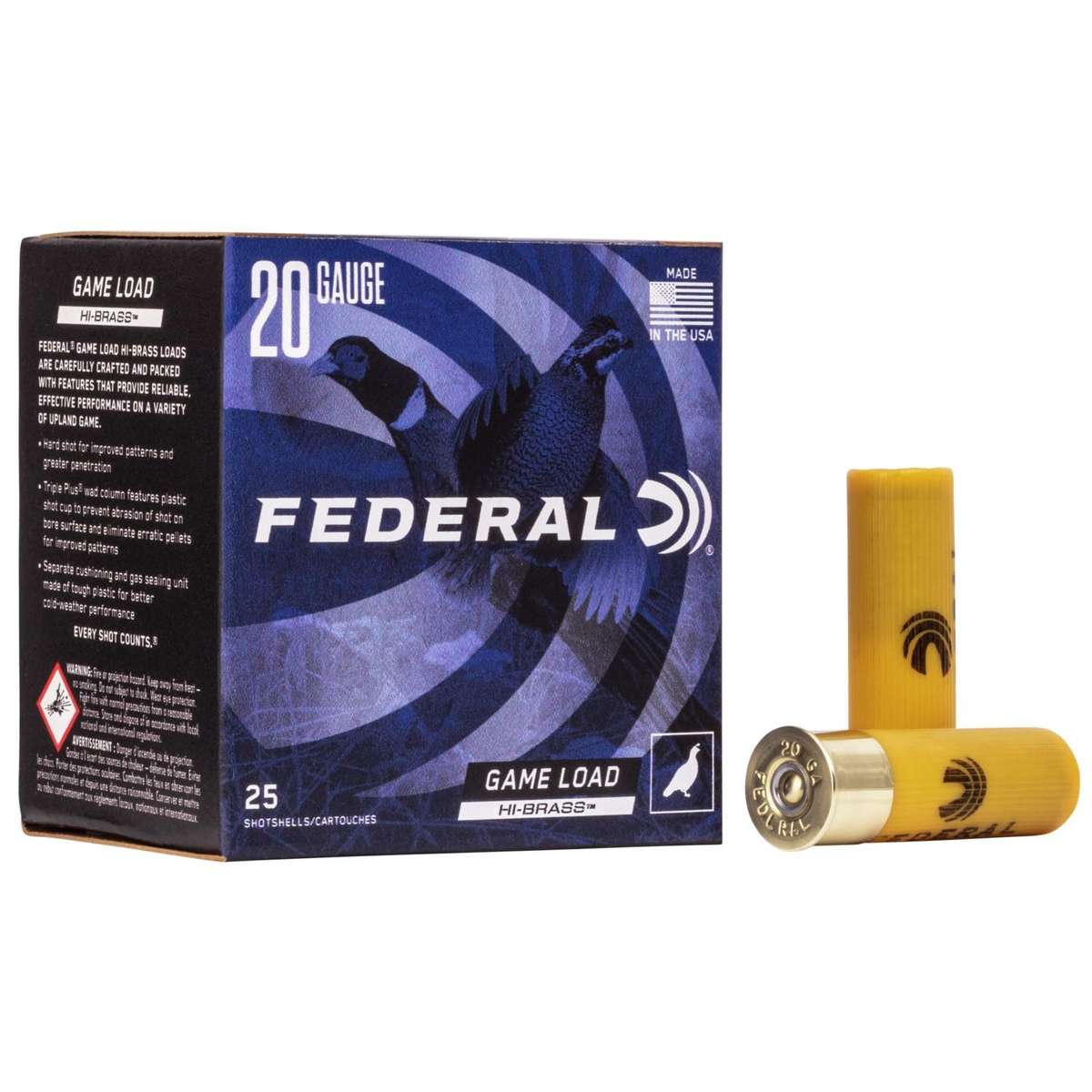 Federal Game-Shok Upland Game Hi Brass Load Shotshells 20 ga 2 3/4" 1 oz 1220 fps #7.5 25/ct