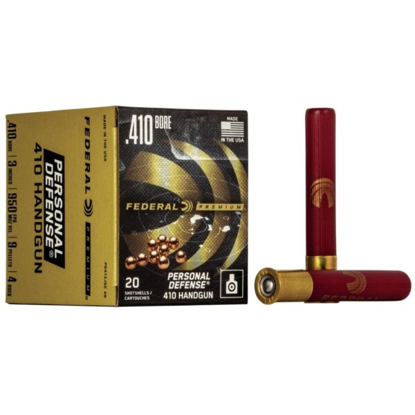 Federal Premium Personal Defense 410 Handgun Shotshell Ammunition – Judge .410 ga 3″  9 plts #4B 950 fps – 20/box