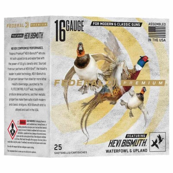 Federal Premium HEVI-Bismuth Shotshells 16ga 2-3/4″ 1-1/8oz 1400 fps #3 25/ct