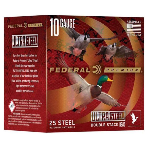 Federal Ultra Steel Shotshells 10ga 3-1/2″ 1-5/8oz 1400 fps #1 & BBB 25/ct