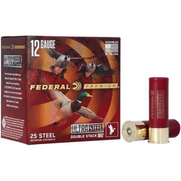 Federal Premium Ultra Steel Shotshells 12ga 3″ 1-1/4oz 1450 fps #BB & #2 Shot 10/ct