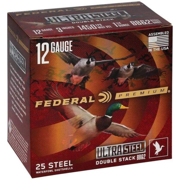 Federal Ultra Steel Shotshells 12ga 3″ 1-1/4oz 1450 fps BB 10/ct