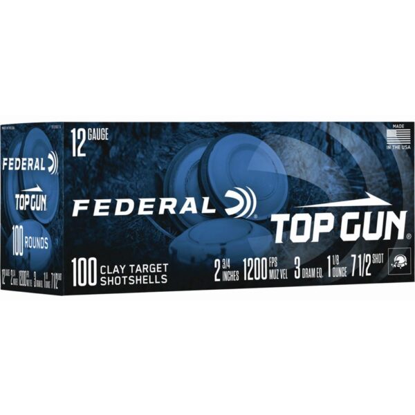 Federal Top Gun Shotshells 12 ga 2-3/4″ 1-1/8 oz 1200 fps #7.5 100/ct