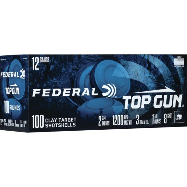 Federal Top Gun Shotshells 12 ga 2-3/4″ 1-1/8oz 1180 fps #8 100/ct