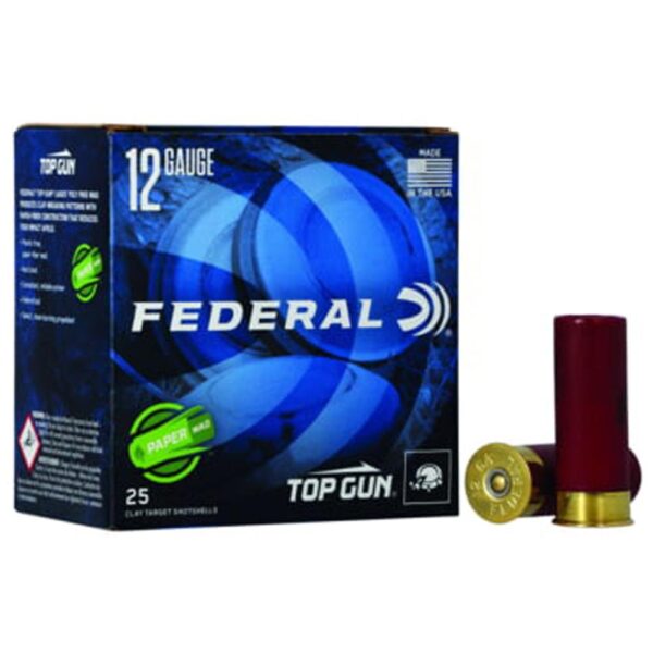 Federal Top Gun Paper Wad Shotshells 12 ga 2-3/4″ 1-1/8 oz 1200 fps #8 25/ct