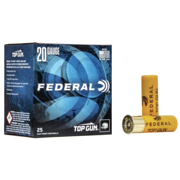 Federal Top Gun Shotshells 20 ga 2-3/4″ 7/8 oz 1210 fps #8 25/ct