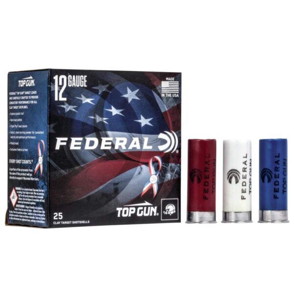 Federal Top Gun Wounded Warrior Shotshells 12 ga 2-3/4″ 1-1/8 oz #8 1145 fps 25/ct