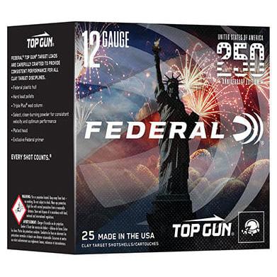 Federal Top Gun Target 250th Anniversary Shotshells 12 ga 2-3/4″ 1-1/8 oz #8 1145 fps 25/ct