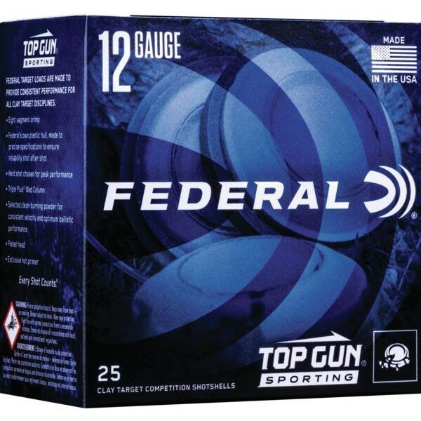 Federal Top Gun Sporting Shotshells 12 ga 2-3/4″ 1 oz 1250 fps #8 25/ct
