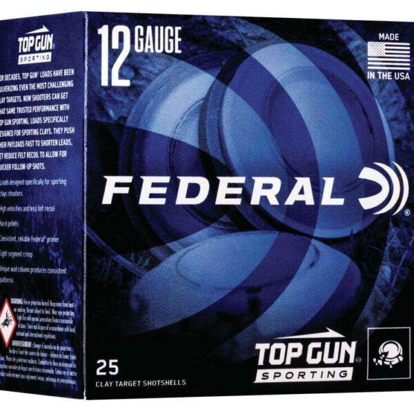 Federal Top Gun Sporting Shotshells 12 ga 2-3/4″ 1oz 1300 fps #7.5 25/ct
